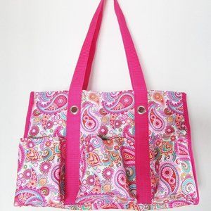 2 Pack No Logo Teacher Bag Organizing Utility Tote Shoulder Bag Pink Paisley